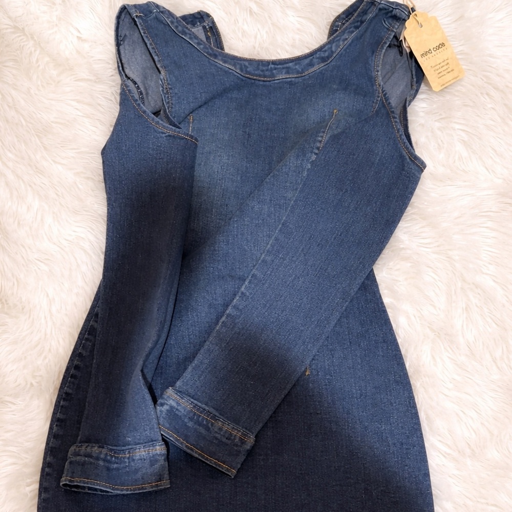 NWT Mindcode Denim Dress | Shoulder Cutout Detail | Chic Fitted Jean Dress